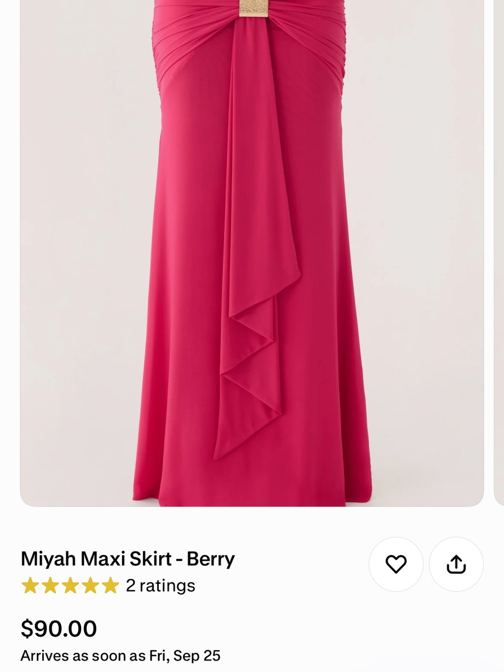 Peppermayo Berry Maxi skirt and top with Draped Front and Center Accent - Picture 3 of 7